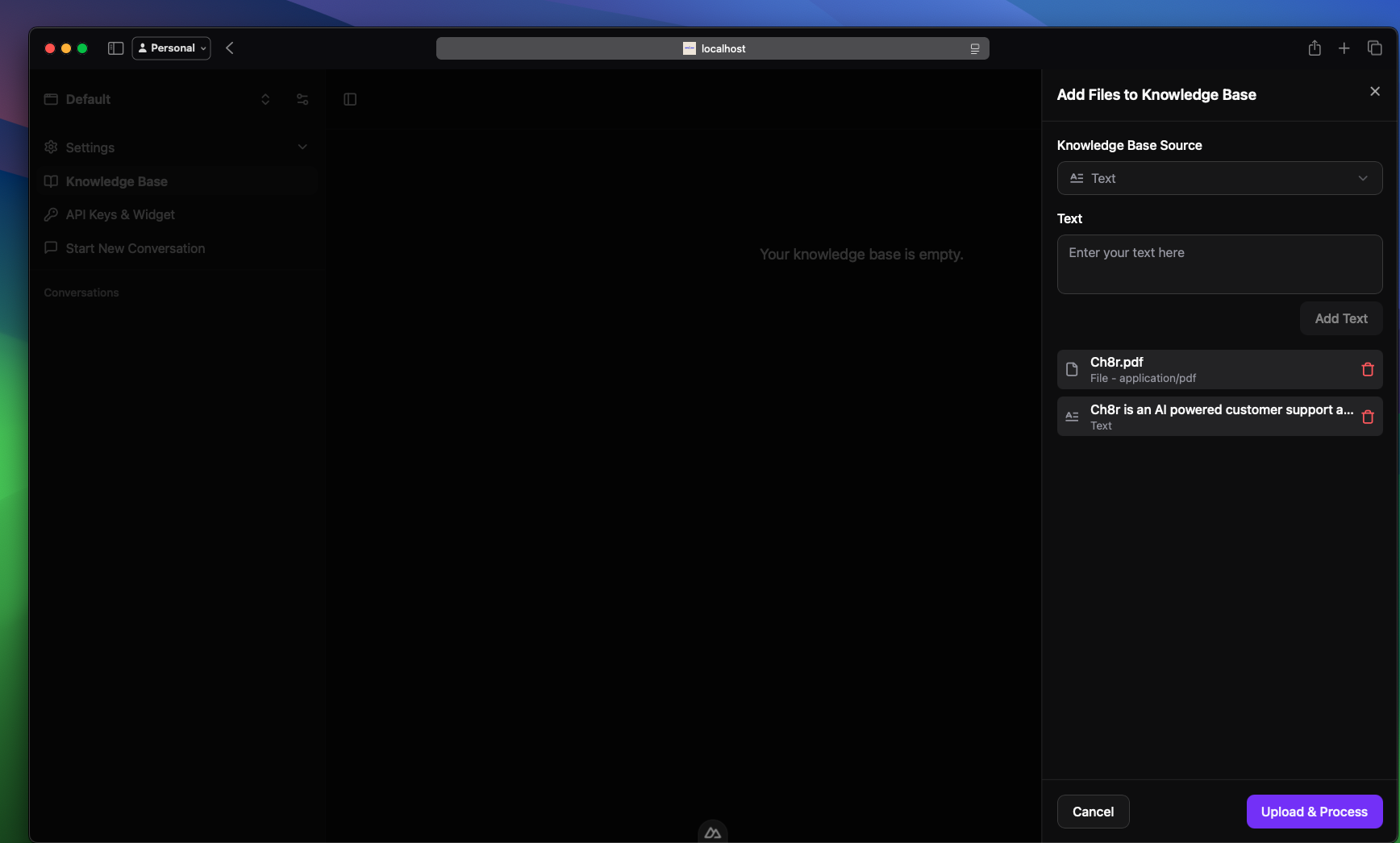 Ch8r - Knowledge Base